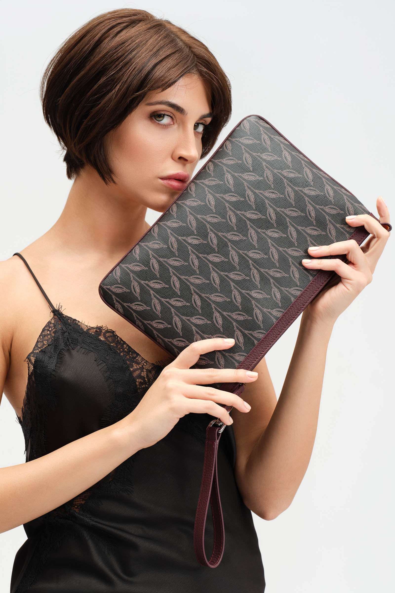 LEAF MONOGRAM MINI CLUTCH - PİNK