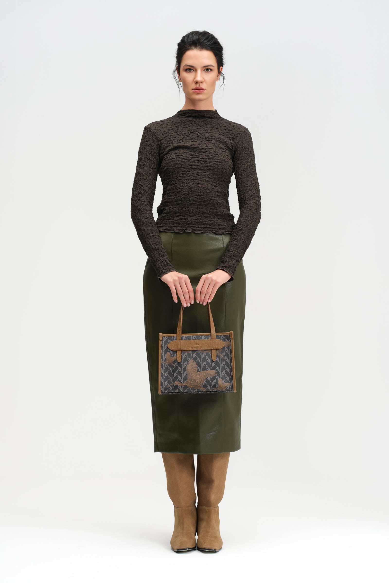 LEAF MONOGRAM - MINI BAG - GREEN BROWN