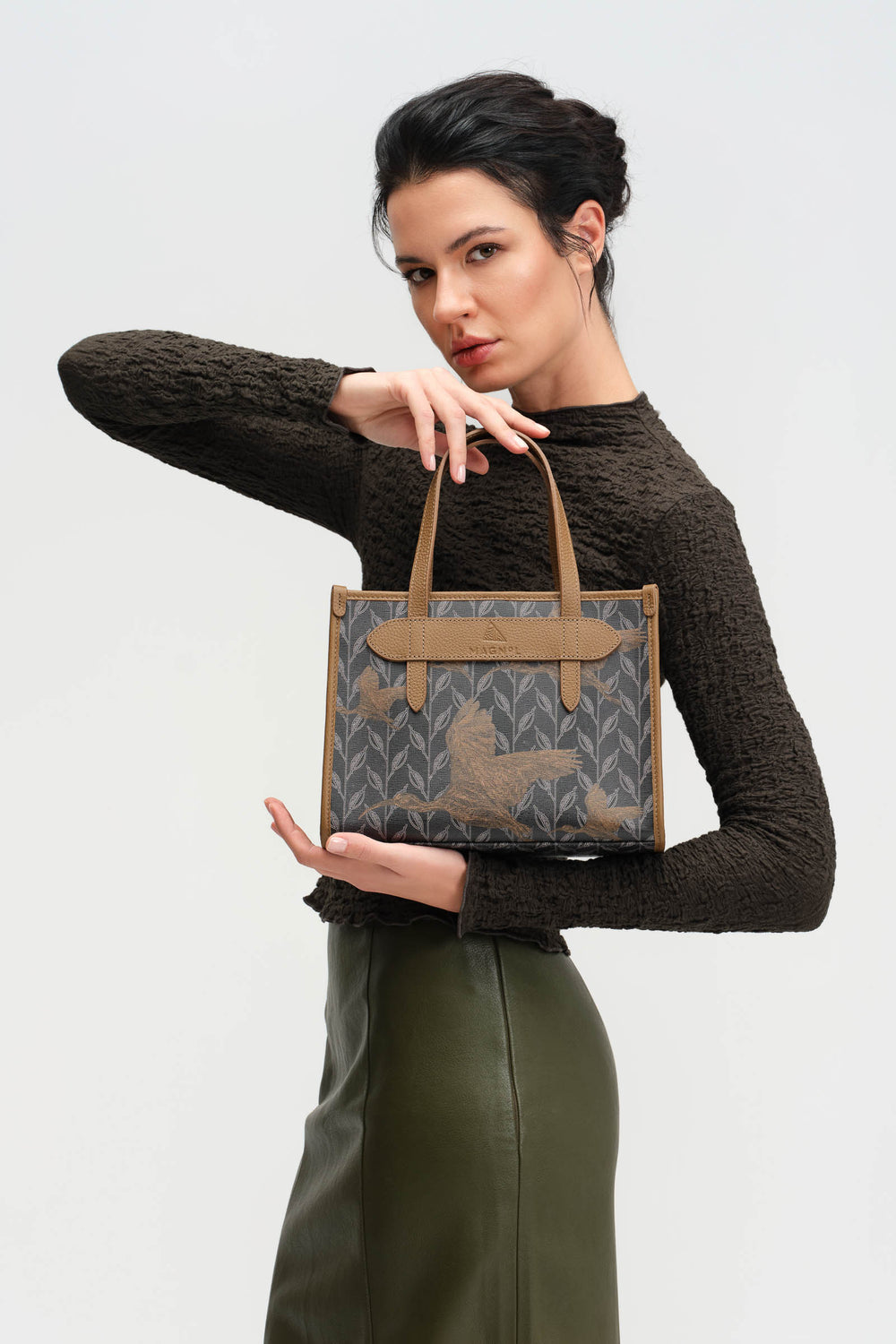 LEAF MONOGRAM - MINI BAG - GREEN BROWN