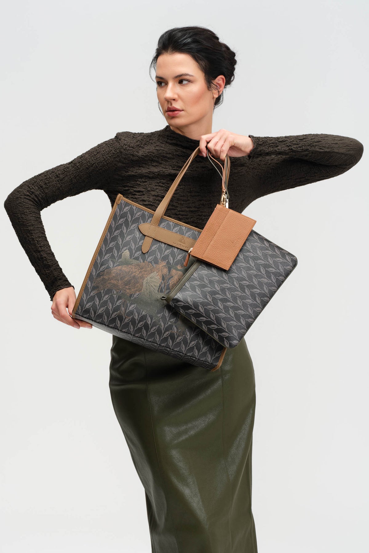 LEAF MONOGRAM - MINI CLUTCH -  YEŞİL
