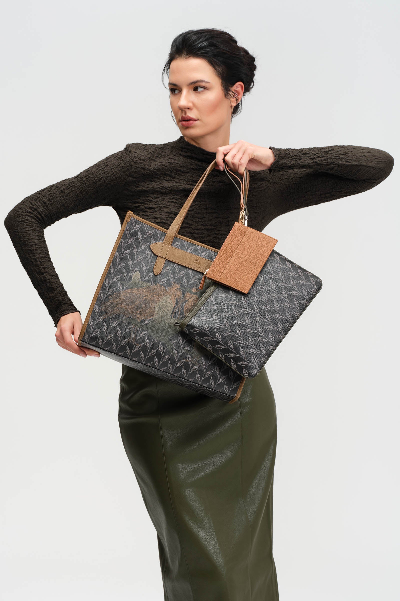 LEAF MONOGRAM - MINI CLUTCH -  YEŞİL