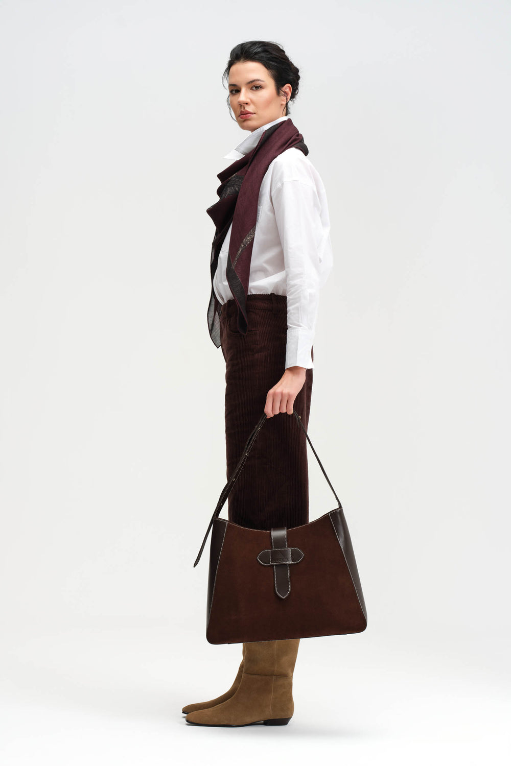 SONIA HOBO - KAHVERENGİ SÜET DERİ