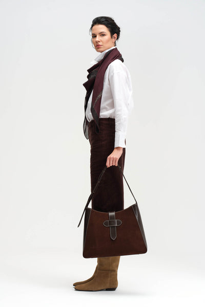 SONIA HOBO - KAHVERENGİ SÜET DERİ