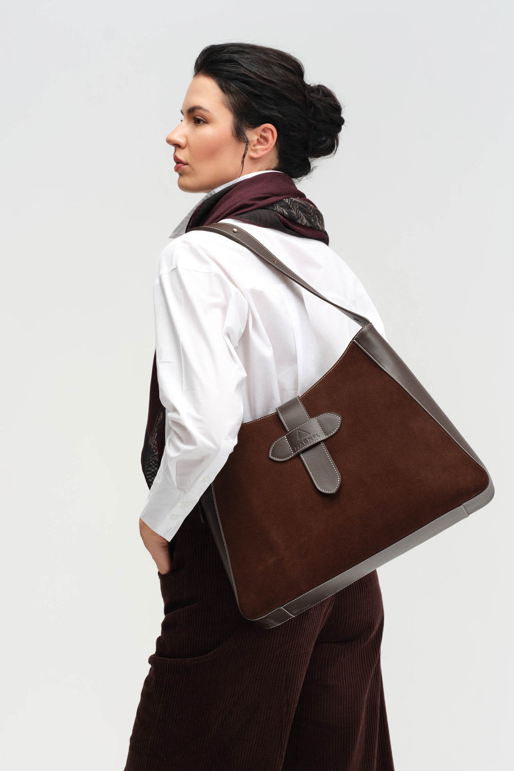 SONIA HOBO - KAHVERENGİ SÜET DERİ