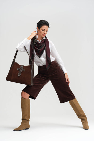 SONIA HOBO - KAHVERENGİ SÜET DERİ