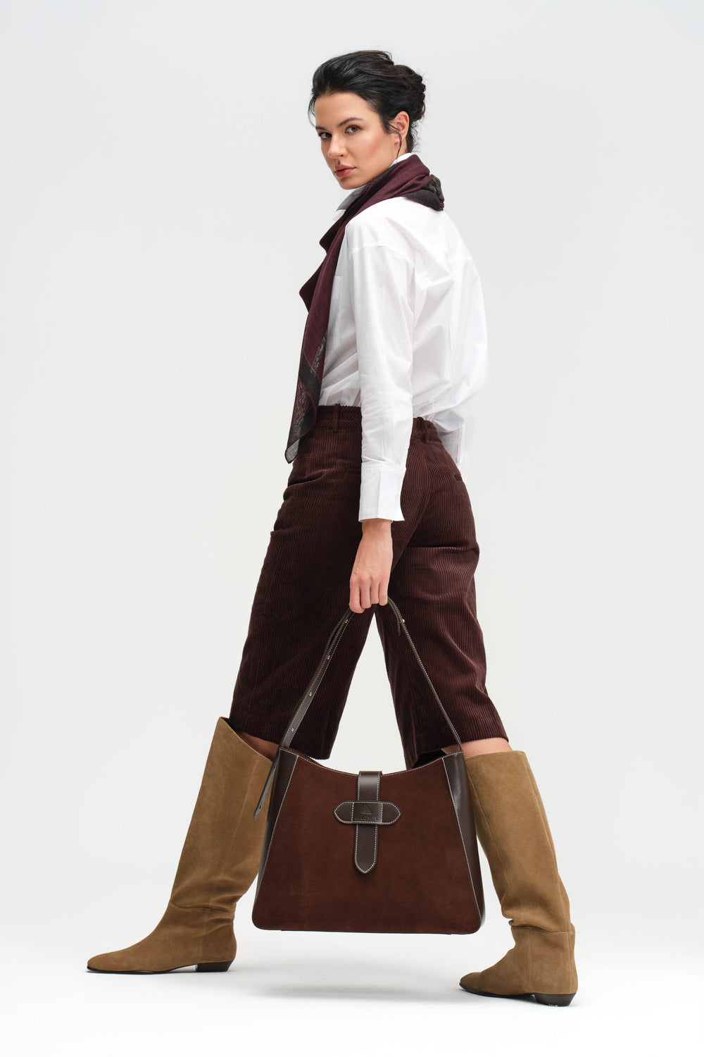 SONIA HOBO - KAHVERENGİ SÜET DERİ