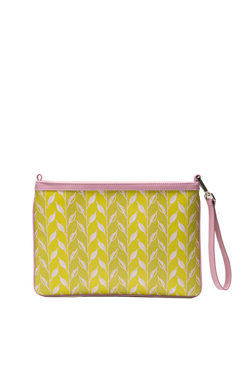 LEAF MONOGRAM MINI CLUTCH - LEMON GREEN