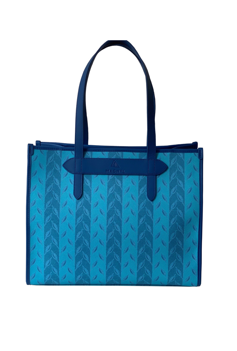 LEAF MONOGRAM - TOTE BAG LARGE - BLUE