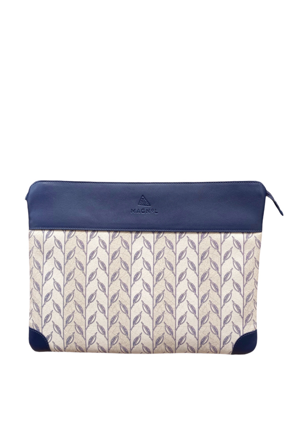 LEAF MONOGRAM CLUTCH - DARK BROWN - BLACK