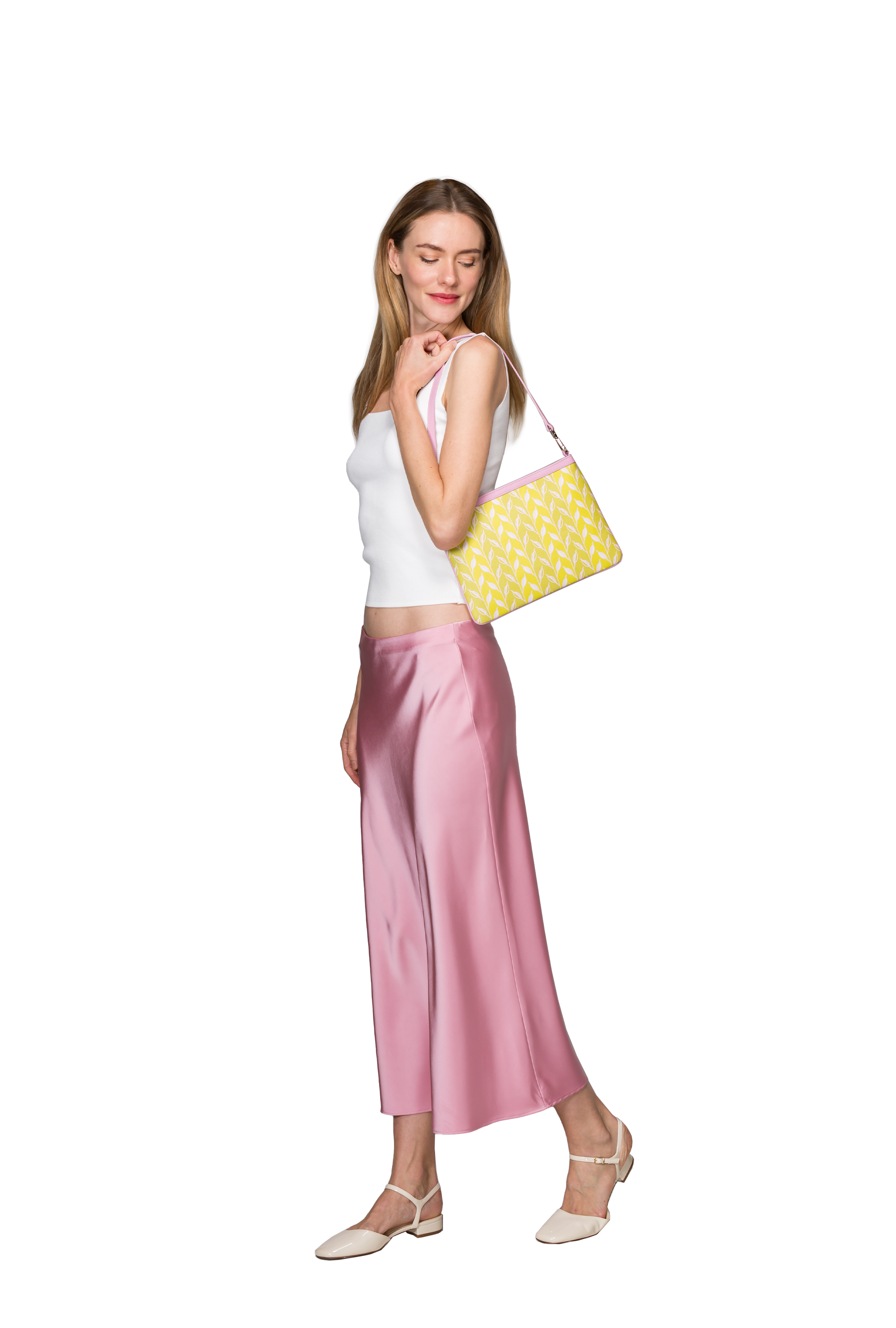 LEAF MONOGRAM MINI CLUTCH - LEMON GREEN