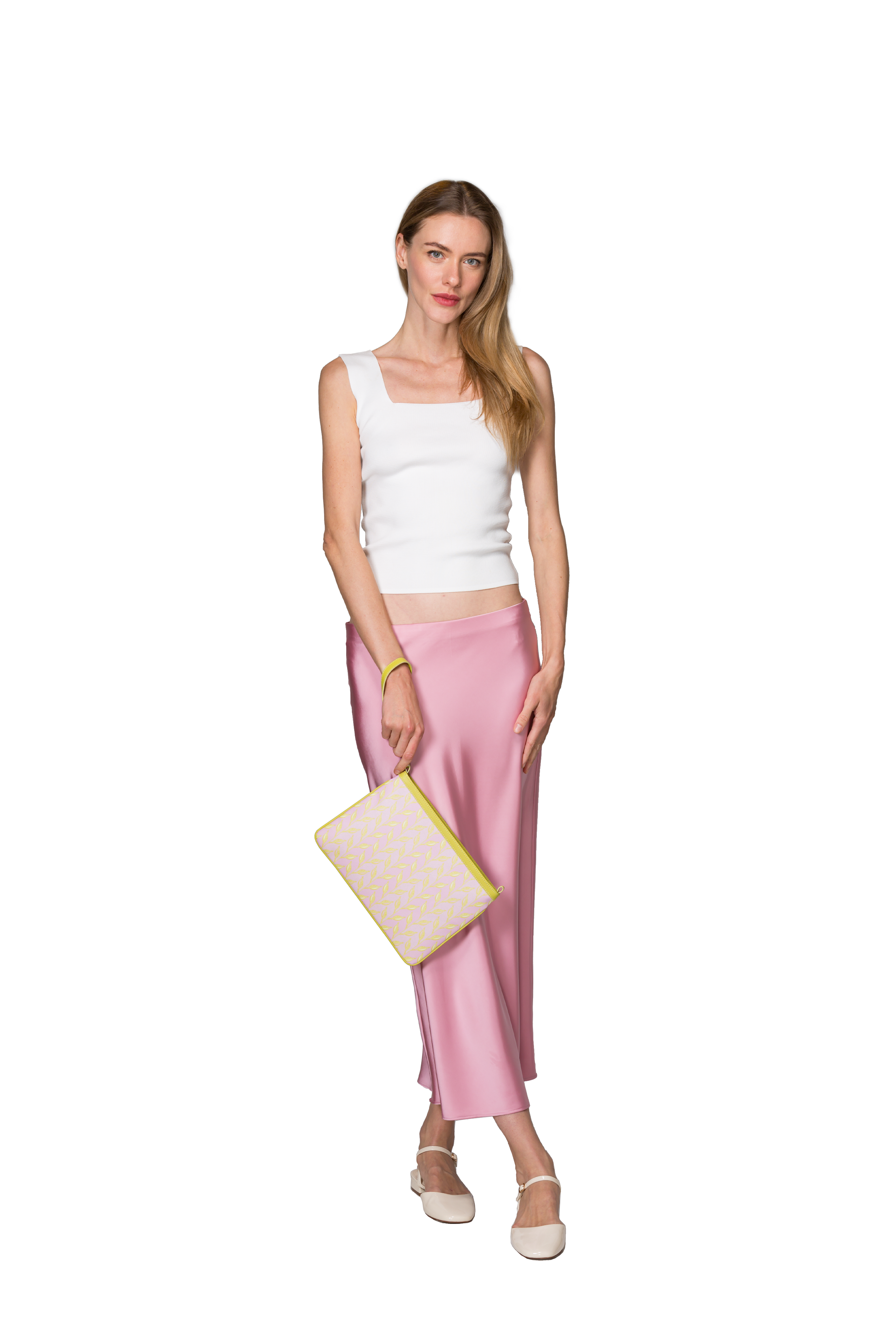 LEAF MONOGRAM MINI CLUTCH - PEMBE