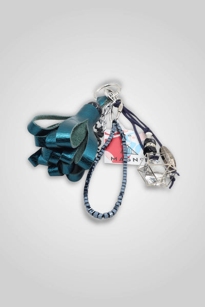 LEATHER TASSEL BAG CHARM - TURQUOISE