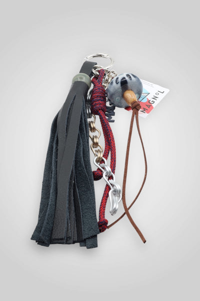 LEATHER TASSEL BAG CHARM - GREEN