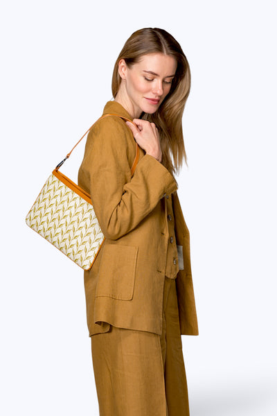LEAF MONOGRAM - CLUTCH - TABA KREM