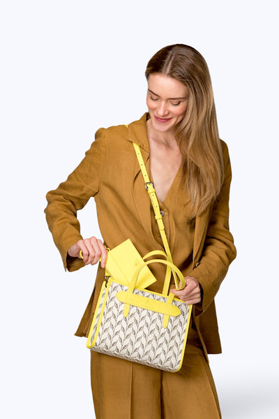 LEAF MONOGRAM - MINI BAG - SARI BEYAZ