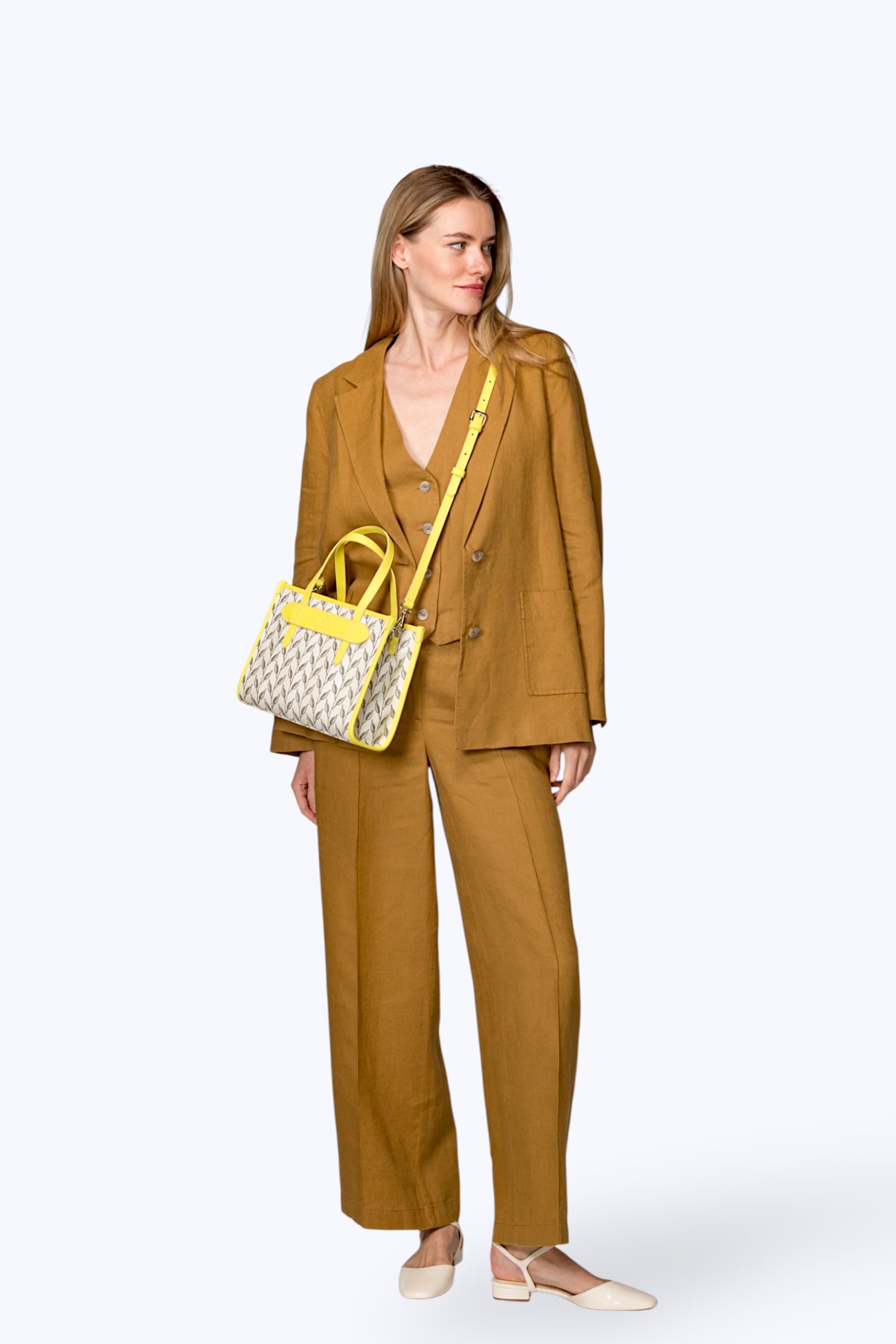 LEAF MONOGRAM - MINI BAG - SARI BEYAZ