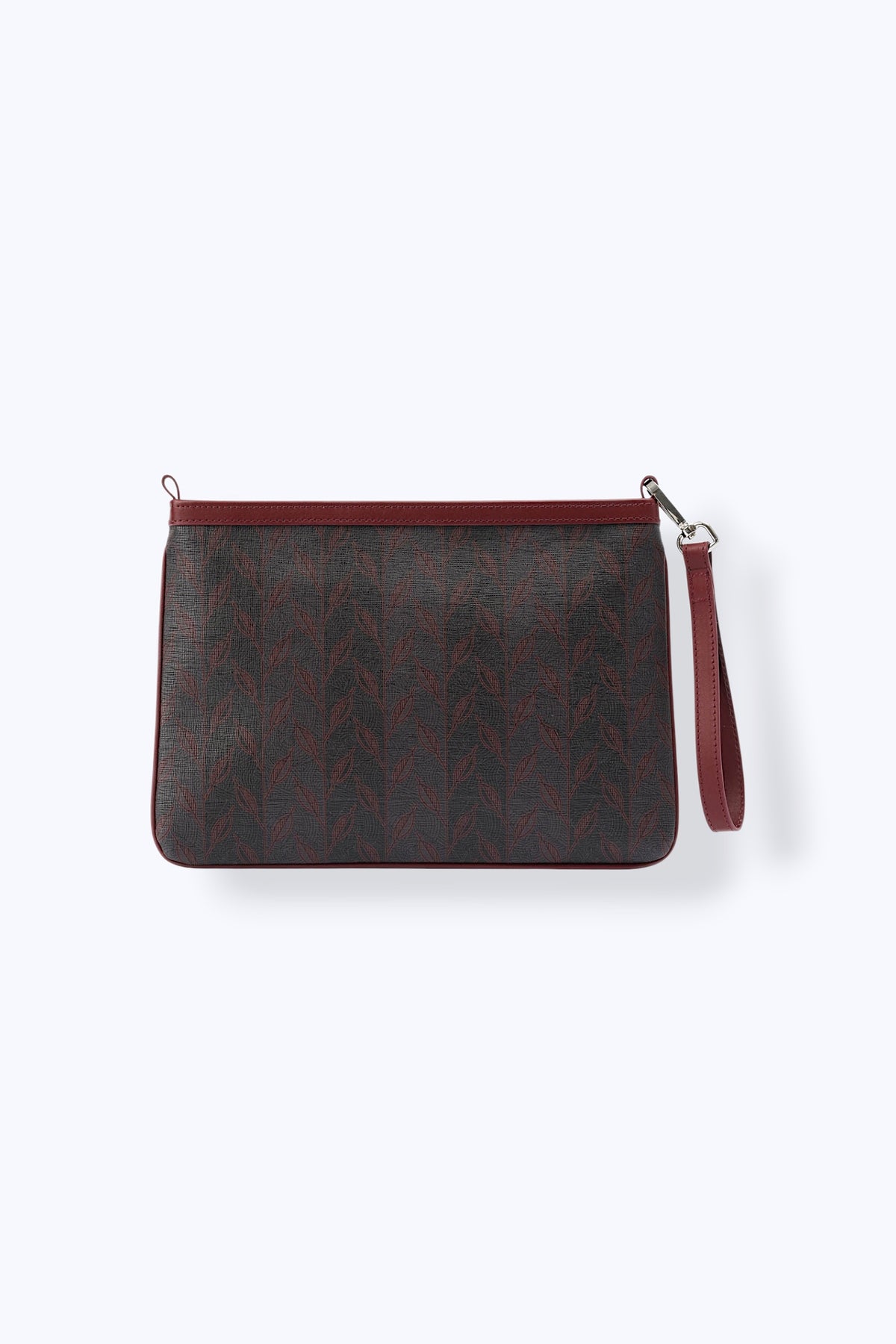LEAF MONOGRAM MINI CLUTCH - BORDO GRİ