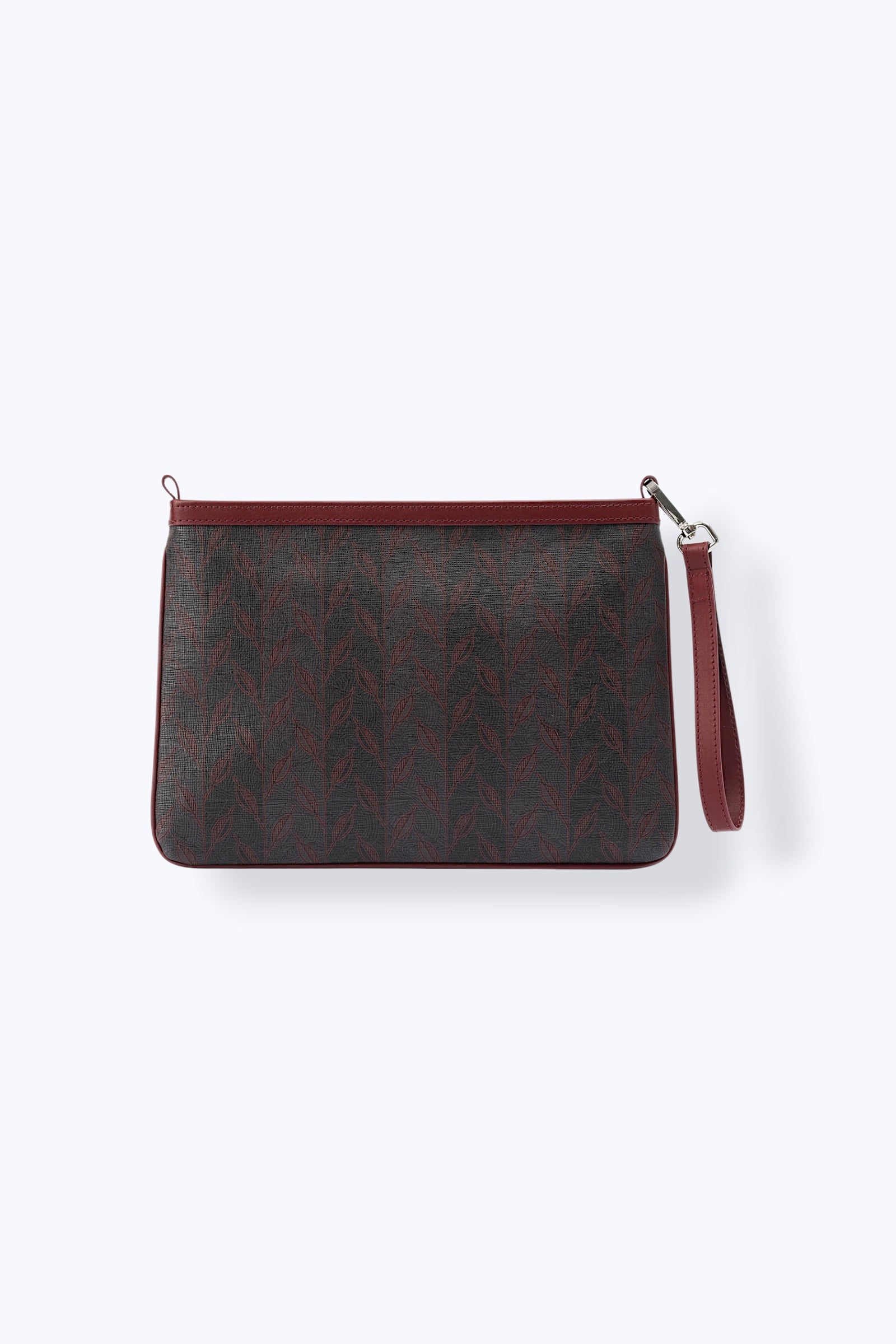 LEAF MONOGRAM MINI CLUTCH - BORDO GRİ