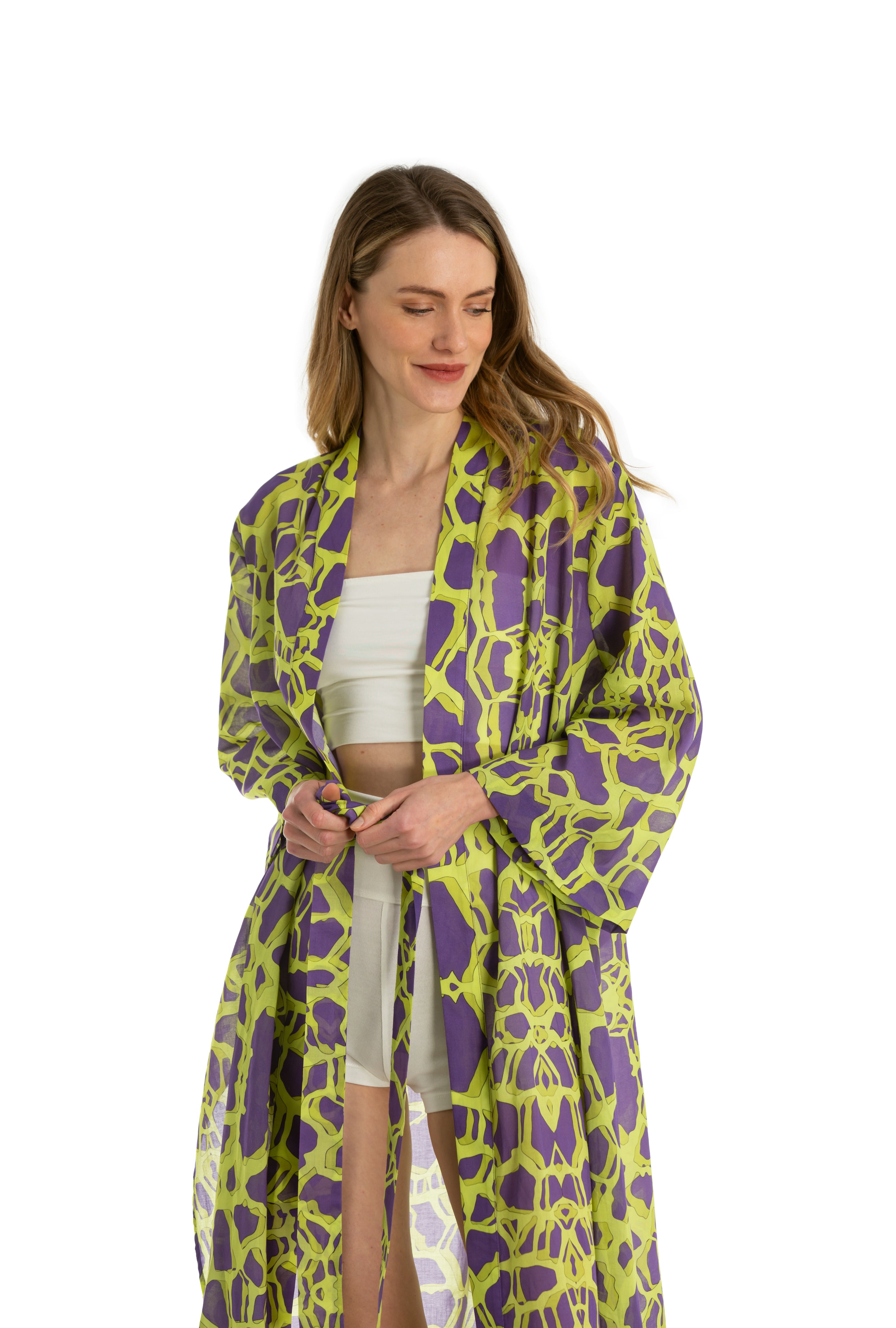 GIRA LAND - GIRAFFE KIMONO - PURPLE GREEN