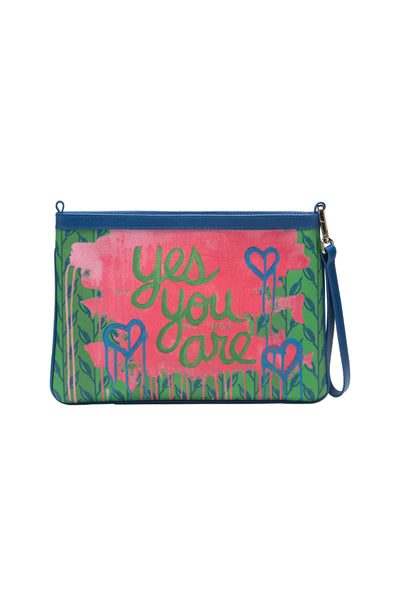 LOVE LETTERS ON LEAF MONOGRAM - YES YOU ARE  CLUTCH