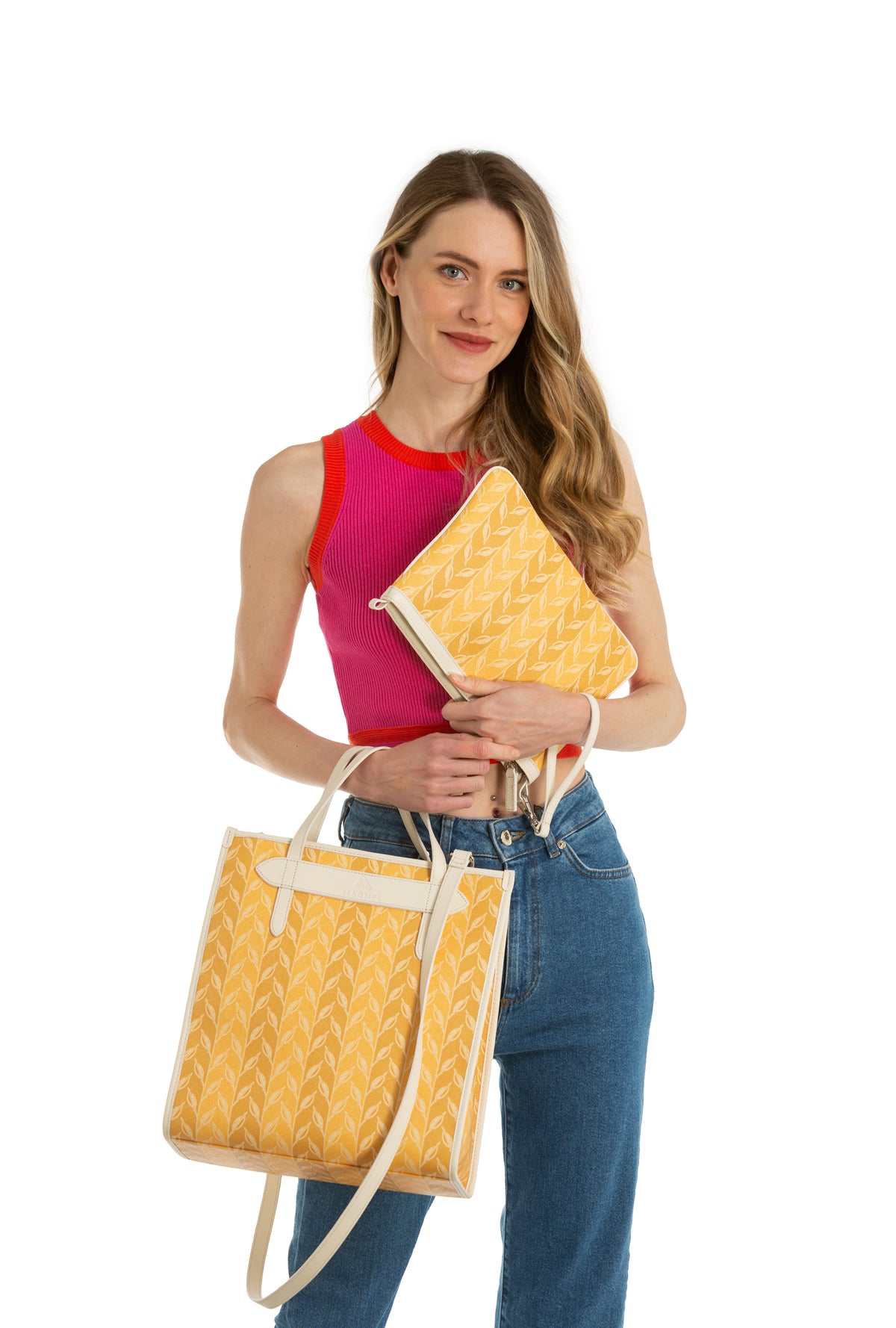 LEAF MONOGRAM MINI CLUTCH - YELLOW