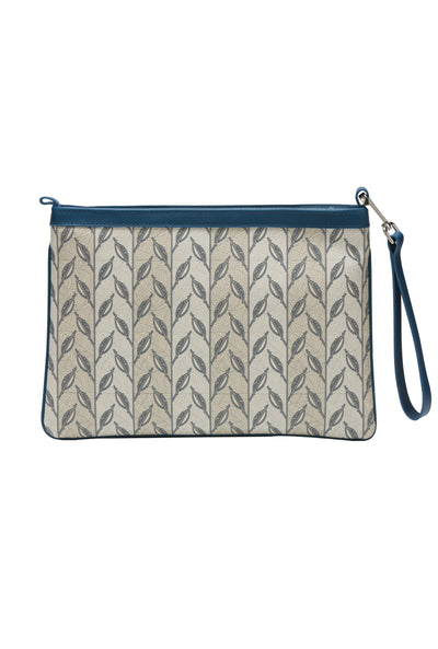 LEAF MONOGRAM MINI CLUTCH - BLUE GIRAFFE